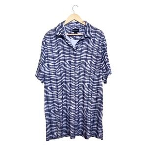 Chase 54 Mens XL Blue White Abstract Zebra Print Performance‎ Golf Polo Shirt